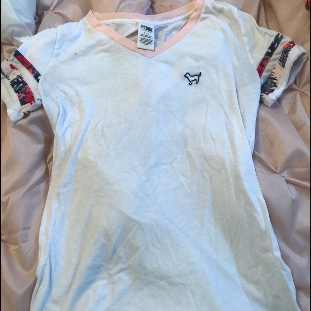 VS Pink palm tree floral T-Shirt